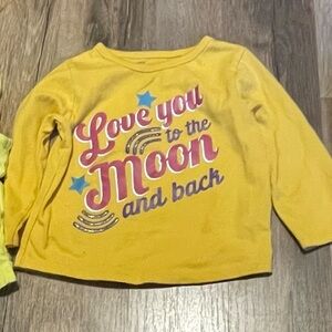 Yellow Long Sleeve Shirt with Moon Graphic